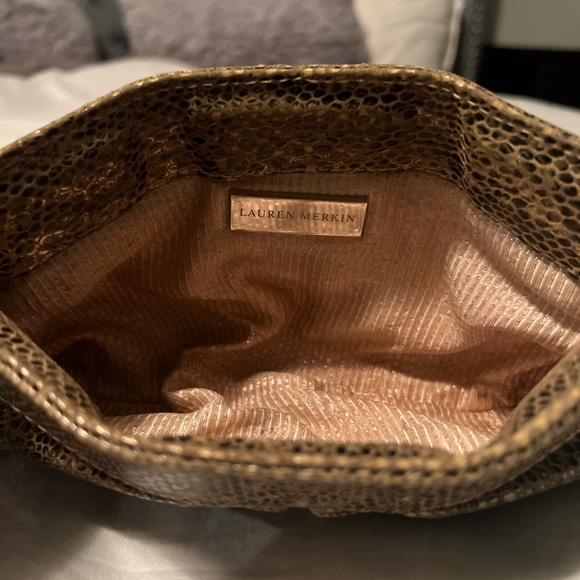 ❤️Lauren Merkin Snake Skin Embossed Leather Clutch - Picture 2 of 3